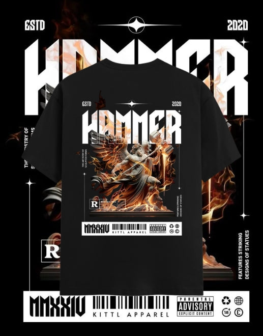 Hammer Fiery Angel Warrior Graphic Tee | WEAR YOUR FASHION