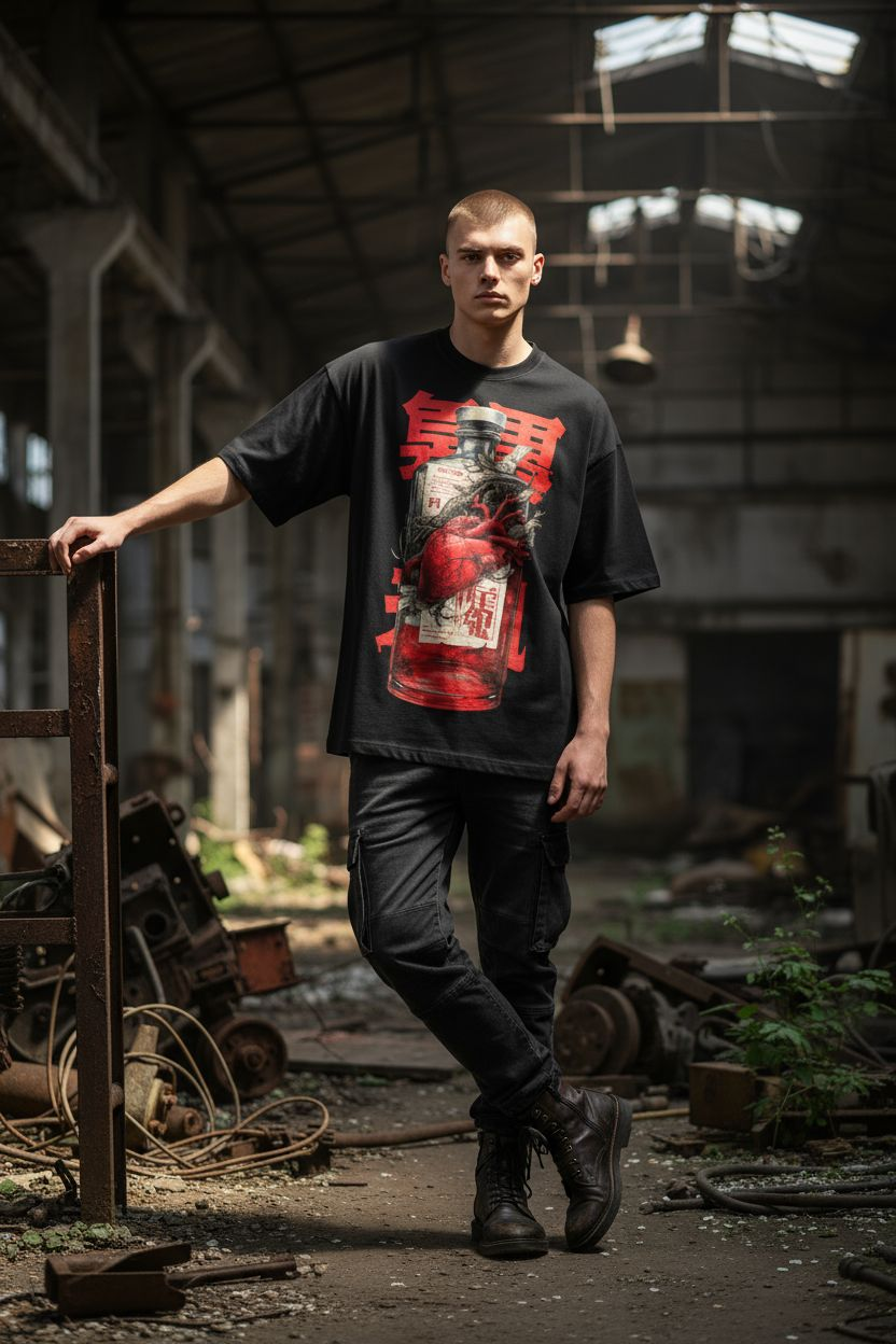 Red Elixir Oversized Graphic T-Shirt – Heart in a Bottle | WEAR YOUR FASHION