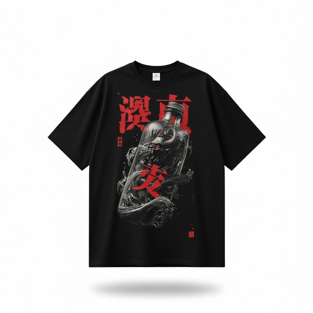 Dark Spirit Oversized T-Shirt – Black Smoke Bottle | WEAR YOUR FASHION