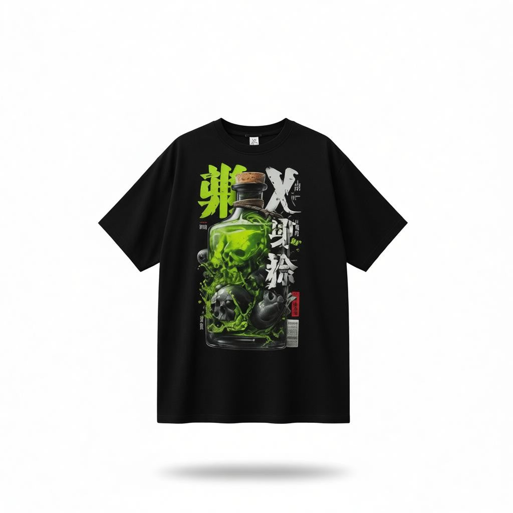 Toxic Elixir Oversized Graphic T-Shirt – Neon Green Poison Edition | WEAR YOUR FASHION