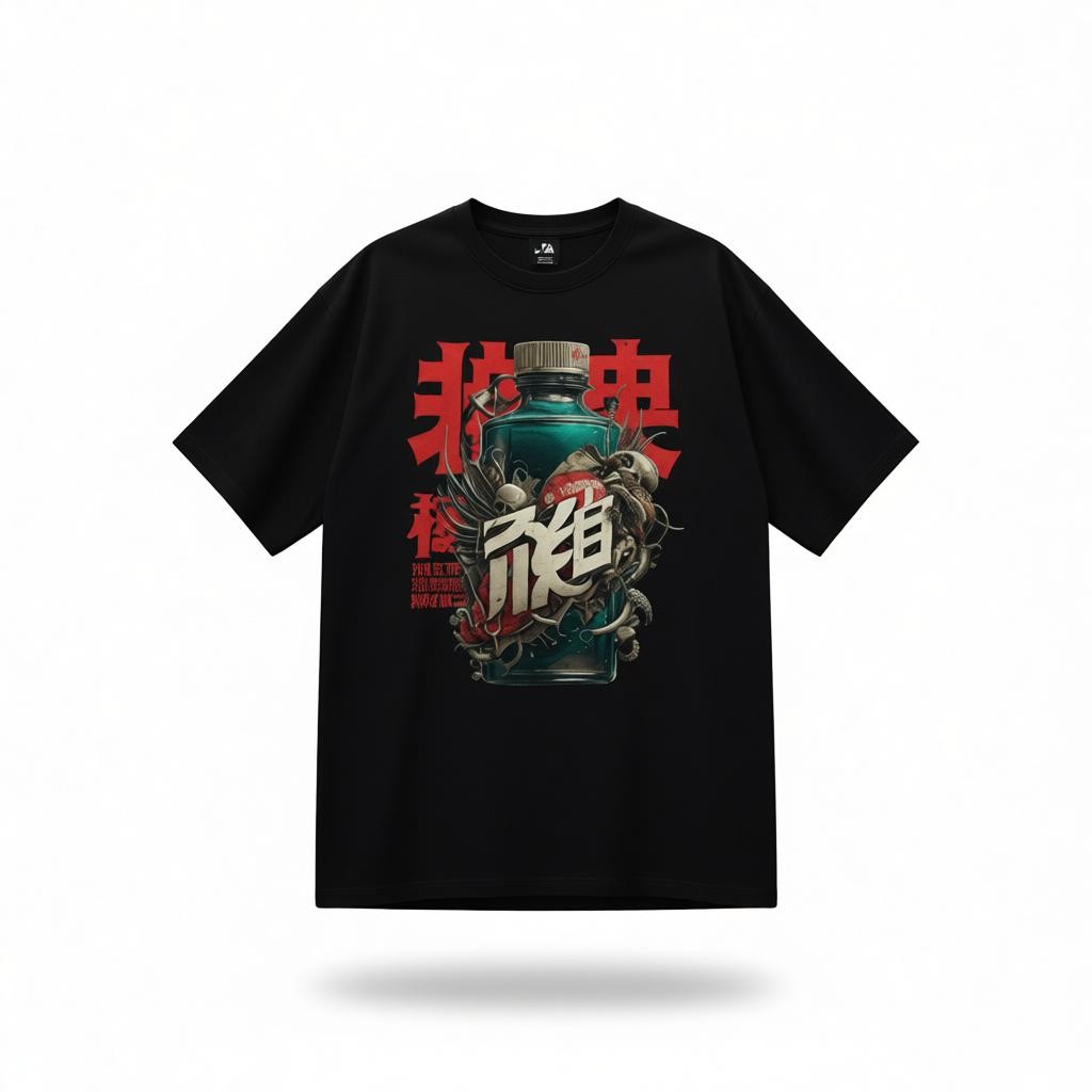 Oversized Streetwear T-Shirt – Bold Bottle Design | WEAR YOUR FASHION