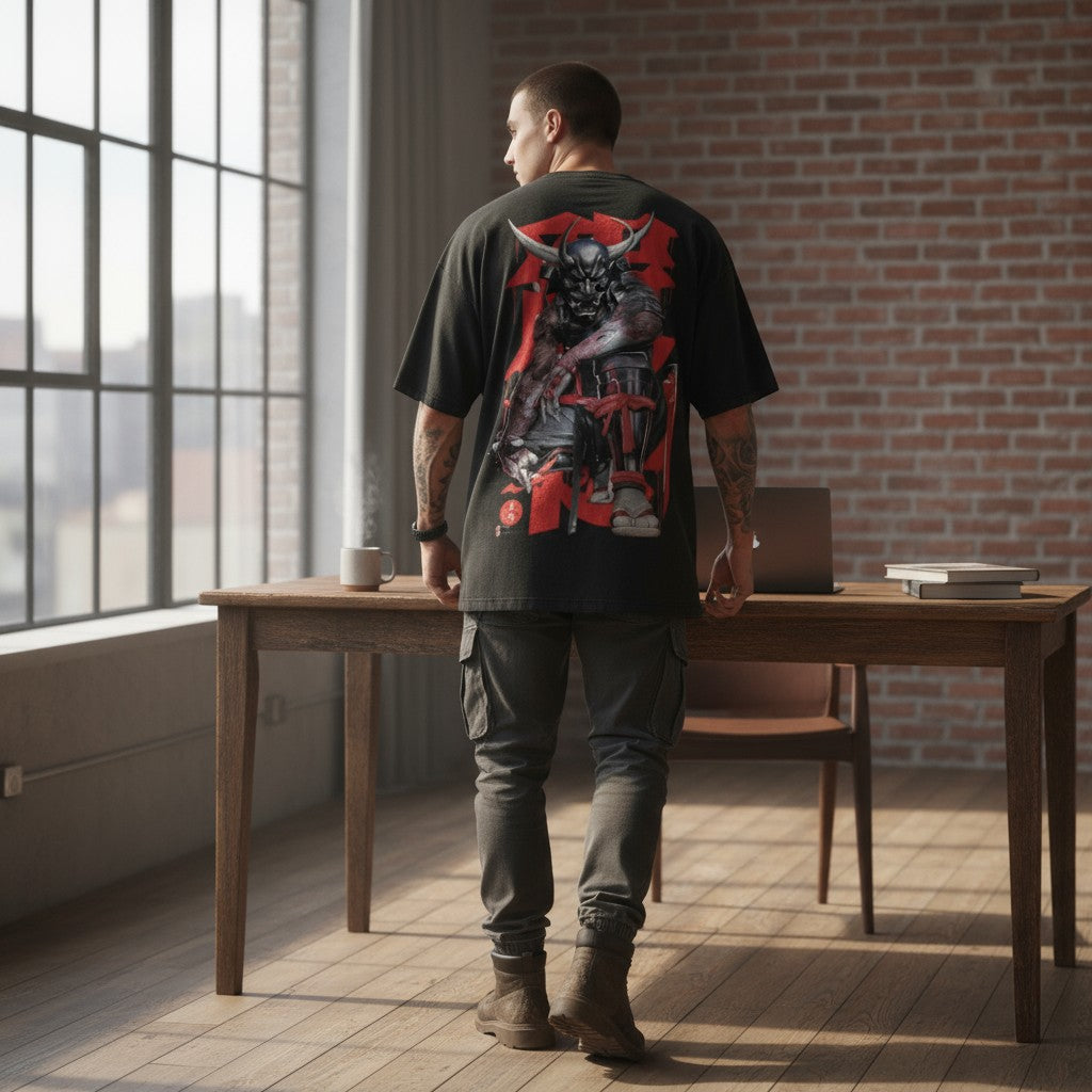“Crimson Oni” Oversized T-Shirt | WEAR YOUR FASHION