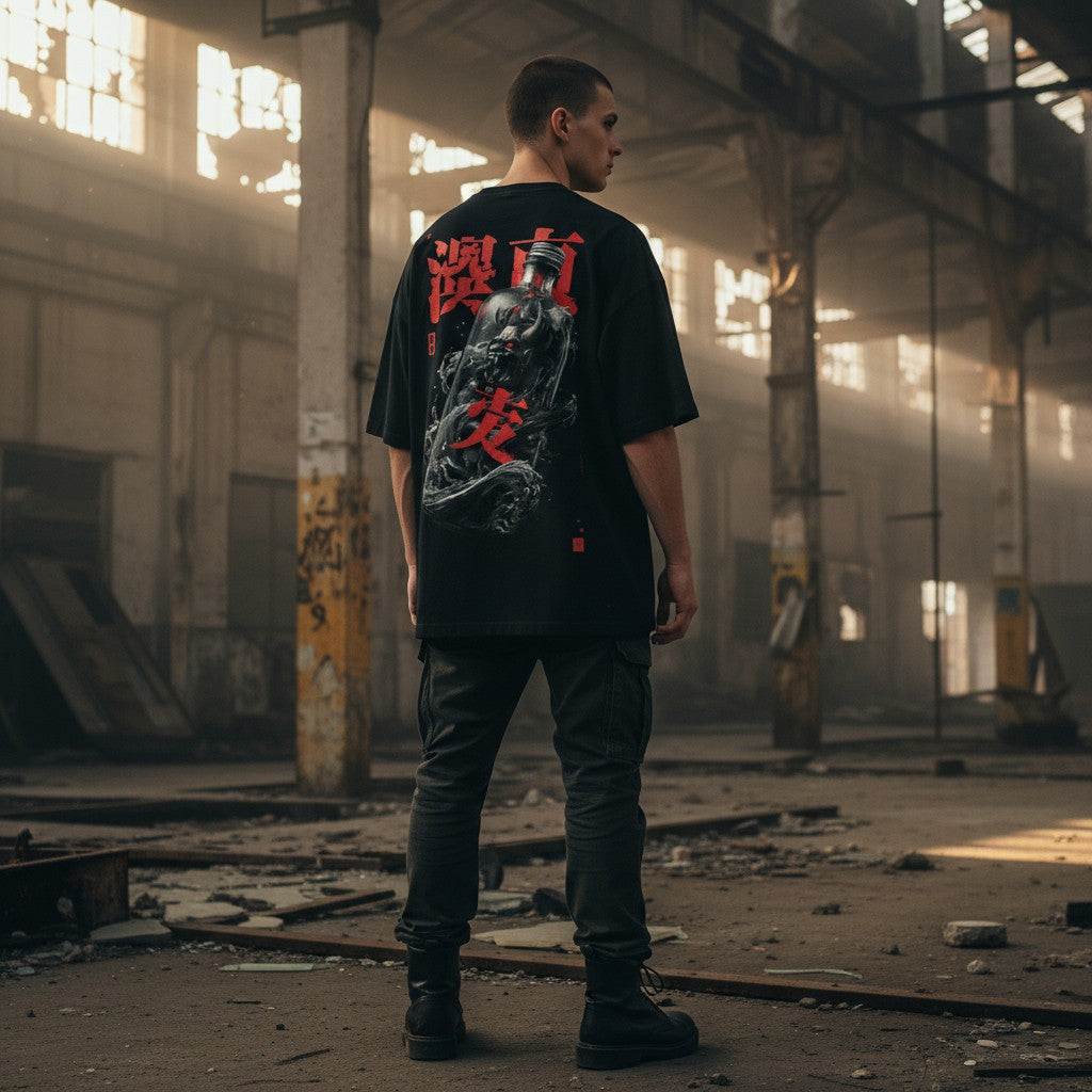 Dark Spirit Oversized T-Shirt – Black Smoke Bottle | WEAR YOUR FASHION