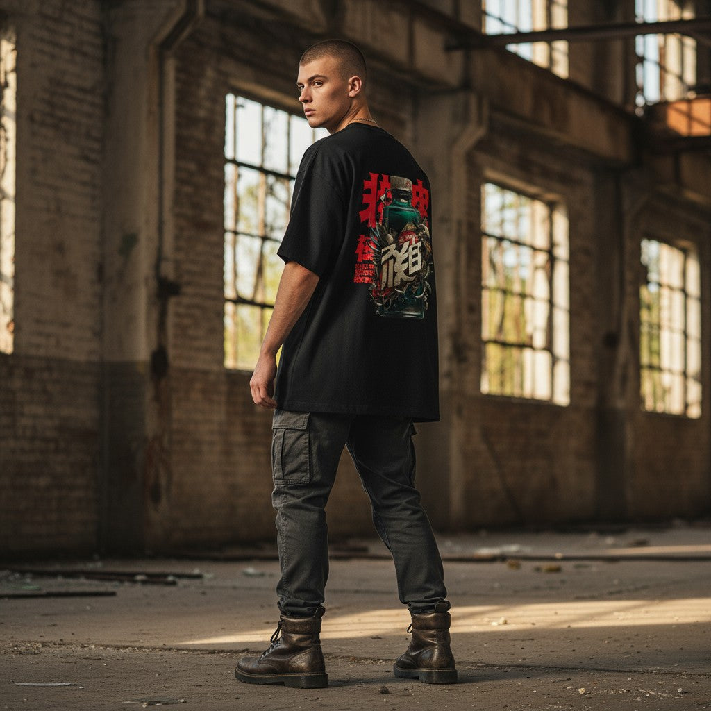 Oversized Streetwear T-Shirt – Bold Bottle Design | WEAR YOUR FASHION