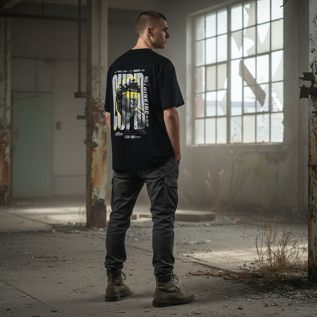 “CUPID IS THINKING” Graphic Streetwear T-Shirt – Black