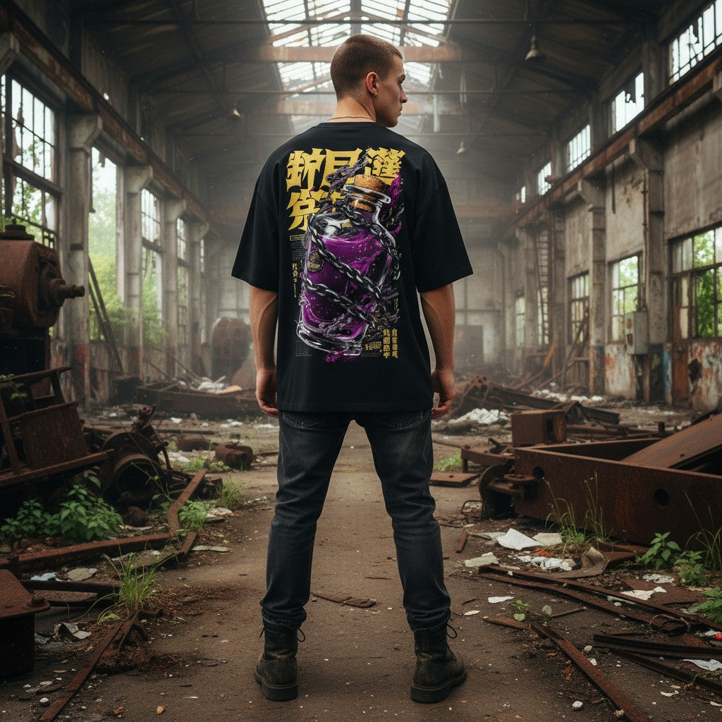Oversized T-Shirt – Purple Potion Bottle Streetwear | WEAR YOUR FASHION