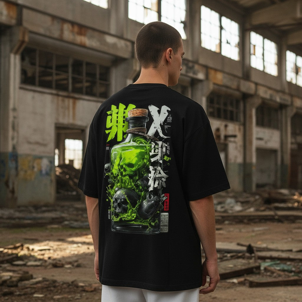 Toxic Elixir Oversized Graphic T-Shirt – Neon Green Poison Edition | WEAR YOUR FASHION