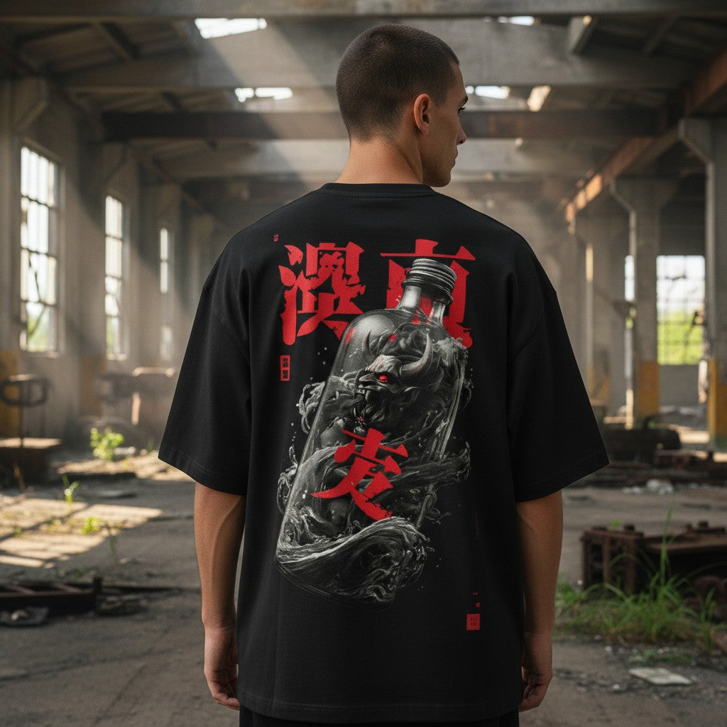 Dark Spirit Oversized T-Shirt – Black Smoke Bottle | WEAR YOUR FASHION